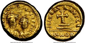 Heraclius (AD 610-641) and Heraclius Constantine. AV solidus (12mm, 4.46 gm, 7h). NGC VF 4/5 - 4/5. Carthage, Indictional Year 10 (AD 621/2). D N ЄRAC...