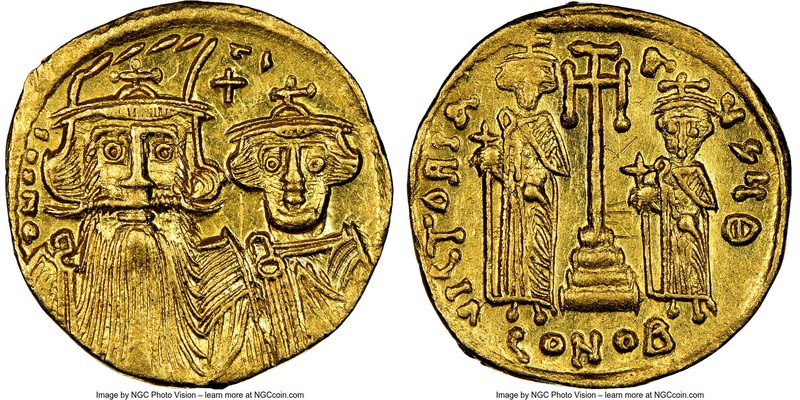 Constans II Pogonatus (AD 641-668), with Constantine IV, Heraclius and Tiberius....