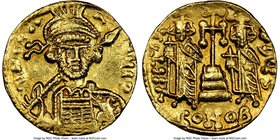 Constantine IV Pogonatus (AD 668-685). AV solidus (18mm, 4.45 gm, 6h). NGC Choice AU 4/5 - 2/5, edge filing. Constantinople, 6th officina, AD 669-674....