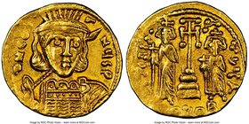 Constantine IV Pogonatus (AD 668-685). AV solidus (19mm, 4.37 gm, 7h). NGC XF 4/5 - 2/5, graffiti. Constantinople, 1st officina, AD 669-674. d N C-T-N...