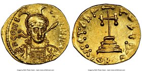 Constantine IV Pogonatus (AD 668-685). AV solidus (20mm, 4.19 gm, 7h). NGC MS 4/5 - 3/5, graffito, clipped. Constantinople, 4th officina, AD 681-685. ...