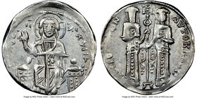 Andronicus II Palaeologus and Michael IX (AD 1294-1320). AR basilicon (21mm, 6h). NGC Choice XF, brushed. Constantinople, AD 1304-1320. KYPIЄ-BOHΘЄI, ...