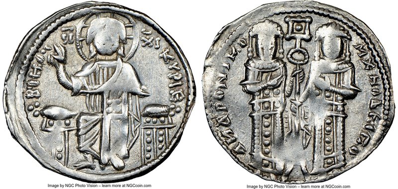 Andronicus II Palaeologus and Michael IX (AD 1294-1320). AR basilicon (21mm, 5h)...