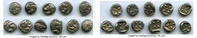 ANCIENT LOTS. Greek. Ionia. Miletus. Ca. late 6th-5th centuries BC. Lot of eleven (11) AR 1/12th staters or obols. VG-VF. Milesian standard. Forepart ...