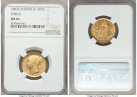 Victoria gold Sovereign 1883-S MS61 NGC, Sydney mint, KM6. Shield reverse variety.

HID09801242017