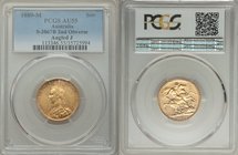 Victoria gold Sovereign 1889-M AU55 PCGS, KM10, S-3867B, 2nd obverse and angled J.

HID09801242017