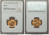 George V gold Sovereign 1912-S MS64 NGC, Sydney mint, KM29, S-4003.

HID09801242017