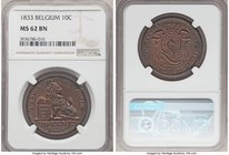 Leopold I 10 Centimes 1833 MS62 Brown NGC, KM2.1.

HID09801242017