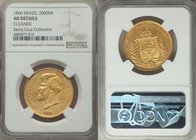 Pedro II gold 20000 Reis 1860 AU Details (Cleaned) NGC, KM468. From the Santa Cruz Collection

HID09801242017