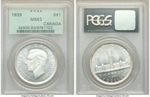 George VI Pair of Certified Dollars, 1) Dollar 1939 - MS63 PCGS, KM38. Ex. Belzberg Collection. 2) Dollar 1951 - MS63 NGC, KM46. Sold as is, no return...