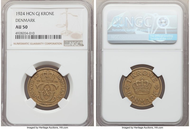 Christian X Krone 1924 (h)-HCN GJ AU50 NGC, Copenhagen mint, KM824.1.

HID098012...