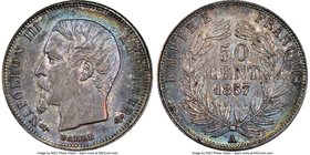Napoleon III Pair of Certified Assorted Issues NGC, 1) 50 Centimes 1857-A - MS63, KM794.1. 2) 5 Centimes 1861-A - MS64 Red and Brown, KM797.1. Sold as...
