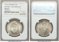 Bavaria. Otto 3 Mark 1911-D MS64+ NGC, Munich mint, KM998. Commemorating the 90th birthday of Prince Regent Luitpold.

HID09801242017