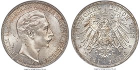 Prussia. Wilhelm II 3 Mark 1911-A MS65 NGC, Berlin mint, KM527. J-103. This gem-certified representative offers vibrant surfaces with subtle pale apri...