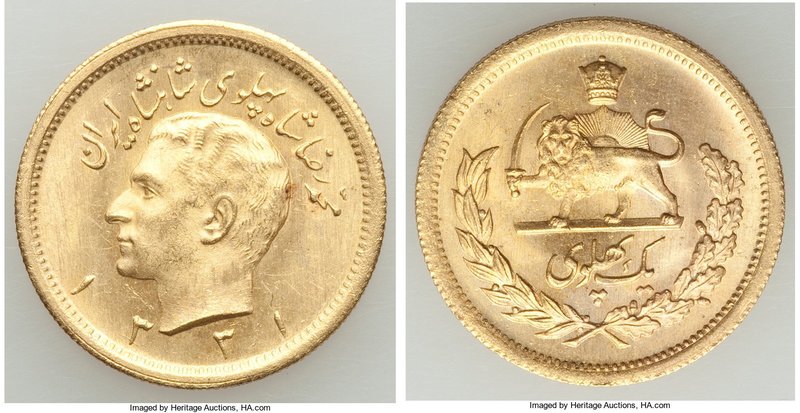 Muhammad Reza Pahlavi gold Pahlavi SH 1331 (1952) UNC, KM1162.

HID09801242017