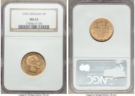 Republic gold 5 Pesos 1930-(a) MS63 NGC, Paris mint, KM27. Only 14,415 were released, with the remainder withheld. AGW 0.2501 oz.

HID09801242017