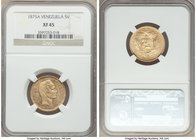 Republic gold 5 Venezolanos 1875-A XF45 NGC, Paris mint, KM-Y17. AGW 0.2333 oz.

HID09801242017