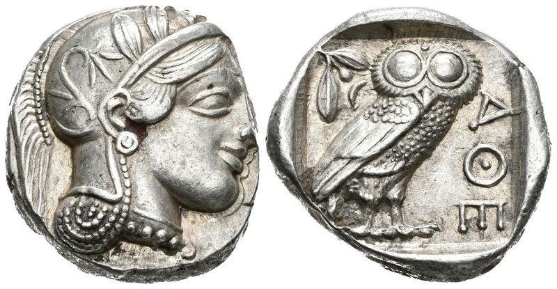 ATTICA. Athenas. Tetradracma. 454-404 a.C. A/ Cabeza de Athena a derecha con col...