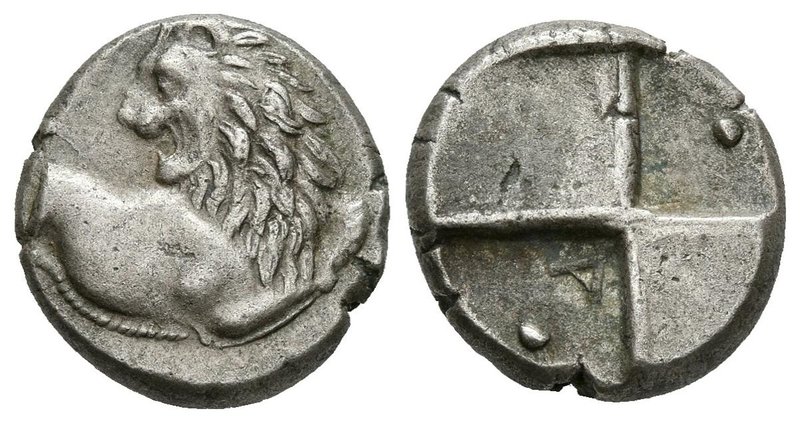CHERSONESOS, Tracia. Hemidracma. 357-320 a.C. A/ Parte delantera de león a izqui...