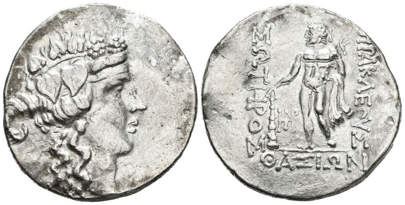 ISLAS DE THRACIA, Thasos. Tetradracma. 146 a.C. A/ Cabeza de Dionisos a derecha ...