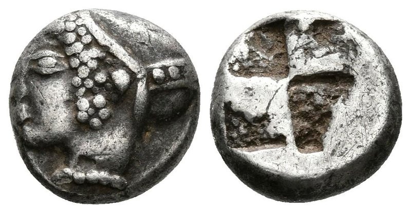 IONIA. Phokaia. Dióbolo. 510-494 a.C. A/ Busto de Athena a izquierda. R/ Cuatrip...