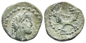 REINO NABATEO. Aretas IV. Ae13. 9 a.C. - 40 d.C. Petra. A/ Cabeza laureda a derecha. R/ Dos cornucopias, entre ellas en arameo Resh y Heth. Meshorer, ...