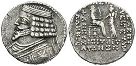 REYES DE PARTHIA, Phraates IV. Tetradracma. (Ar. 14,74g/28mm). 38-32 a.C. Seleukia en el Tigris. (Sellwood 51.25). MBC+/MBC.