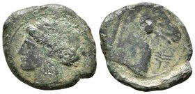 SARDINIA. Bajo dominación Cartaginesa. 264-241 a.C. A/ Cabeza de Tanit a izquierda. R/ Cabeza de caballo a derecha, delante palmera. SNG Copenhagen (A...