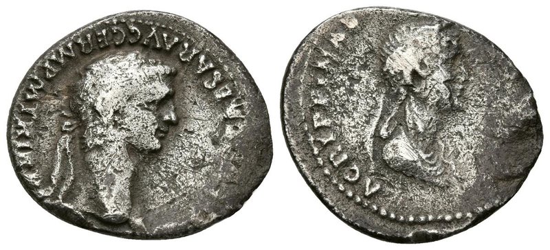 CLAUDIO y AGRIPPINA II. Denario. 50-51 d.C. Roma. A/ Cabeza laureada de Claudio ...