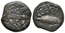JUDAEA. Porcius Festus (Acuñado en nombre de Nerón). Prutah. 58-59 d.C. RY 5. Jerusalem. RPC I 4972; TJC 345; Hendin 1351. Ae. 2,19g. MBC-.