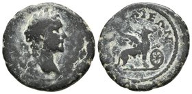 ANTONINO PIO. Ae20. 138-161 d.C. Bithynia, Nicaea. A/ Cabeza laureada a derecha. R/ Grifo sendente a derecha, apoyando su pata delantera sobre rueda. ...