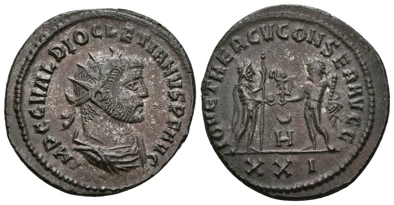 DIOCLECIANO. Antoniniano. 285 d.C. Antioquía. A/ Busto radiado y drapeado con co...