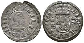 FELIPE IV. 16 Maravedís. 1663. Coruña R. D G sin florón entre ambas. Cal-1301; J.S. M-129a. Ae. 4,59g. MBC-. Escasa.