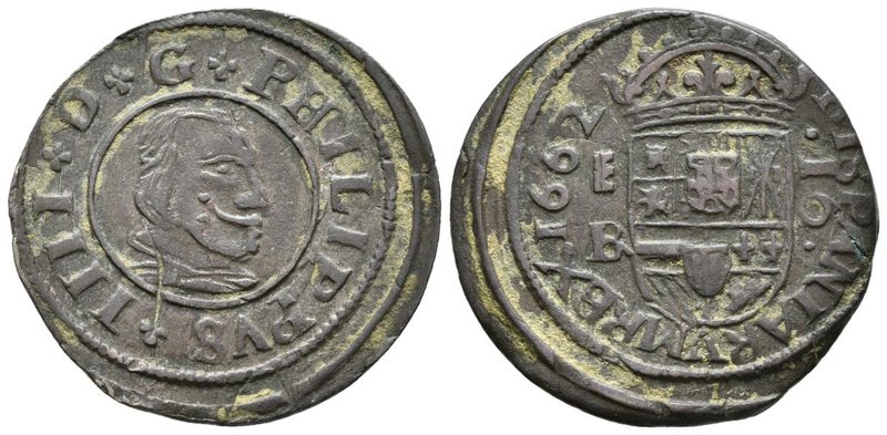 FELIPE IV. 16 Maravedís. 1662. Segovia BR. Cal-1510; J.S. M-523. Ae. 4,35g. MBC+...