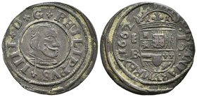 FELIPE IV. 16 Maravedís. 1662. Segovia BR. Cal-1510; J.S. M-523. Ae. 4,35g. MBC+.