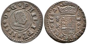FELIPE IV. 16 Maravedís. 1664. Sevilla R. Nombre del rey PHILIPP. Cal-1570; J.S. M-621. Ae. 4,45g. MBC+. Escasa.