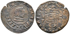 FELIPE IV. 16 Maravedís. 1662. Sevilla R. Falsa de época. J.S. pág. 470-471. Ae. 4,72g. MBC.