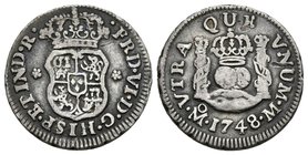 FERNANDO VI. 1/2 Real. 1748. México M. Columnario. Cal-661. Ar. 1,66g. MBC.