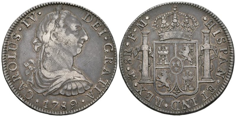 CARLOS IV. 8 Reales. 1789. México FM. Busto de Carlos III y ordinal IV. Cal-681....