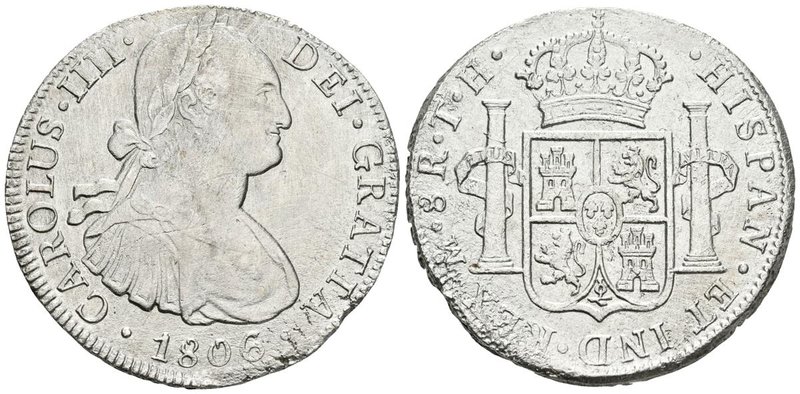 CARLOS IV. 8 Reales. 1806. México TH. Cal-705. Ar. 25,16g. Oxidaciones marinas. ...