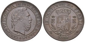 CARLOS VII. 10 Céntimos. 1875. Bruselas. Coincidente. Cal-8. Ae. 10,02g. EBC-/MBC+.