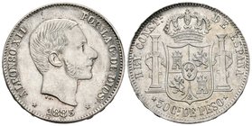 ALFONSO XII. 50 Centavos de Peso. 1885. Manila. Cal-86. Ar. 12,85g. EBC+.