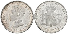 ALFONSO XIII. 2 Pesetas. 1905 *19-05. Madrid SMV. Cal-34. Ar. 9,99g. EBC+/EBC.