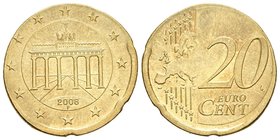 ALEMANIA. 20 Céntimos. 2008. Acuñados sobre una moneda de 10 Céntimos, su peso es de 4,08g (10 cts) cuando el peso de esta debería de ser 5,70g (20 ct...