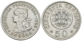 ANGOLA. 50 Centavos. (Ar. 10,41g/30mm). 1928. (Gomes 14.02; Km#69). EBC.