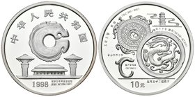 CHINA. 10 Yuan. 1998. Cultura Dragon. Ar. 31,45g. PROOF. Rara.
