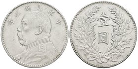 CHINA. 1 Dollar. (Ar. 26,82g/39mm). 1914 (año 3). (Km#Y329). MBC.