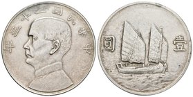 CHINA. 1 Dollar. (Ar. 26,40g/39mm). 1934. (Km#Y345). MBC+.