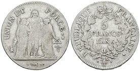 FRANCIA. 5 Francs. L´An 6. Lille W. Gad. 563. Ar. 24,63g. BC+/MBC-.