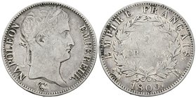 FRANCIA. Napoleón. 5 Francs. 1809. Rouen B. G.584. Ar. 24,84g. MBC-/BC+.